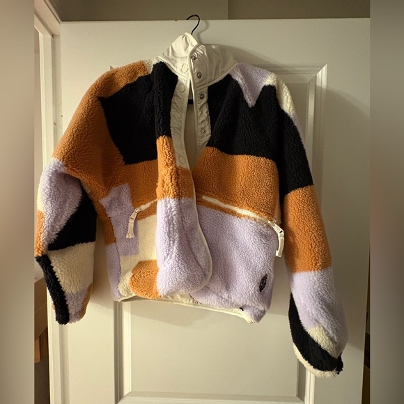 Free People Free Movement Fleece Patchwork Jacket Size Small - Picture 4 of 15